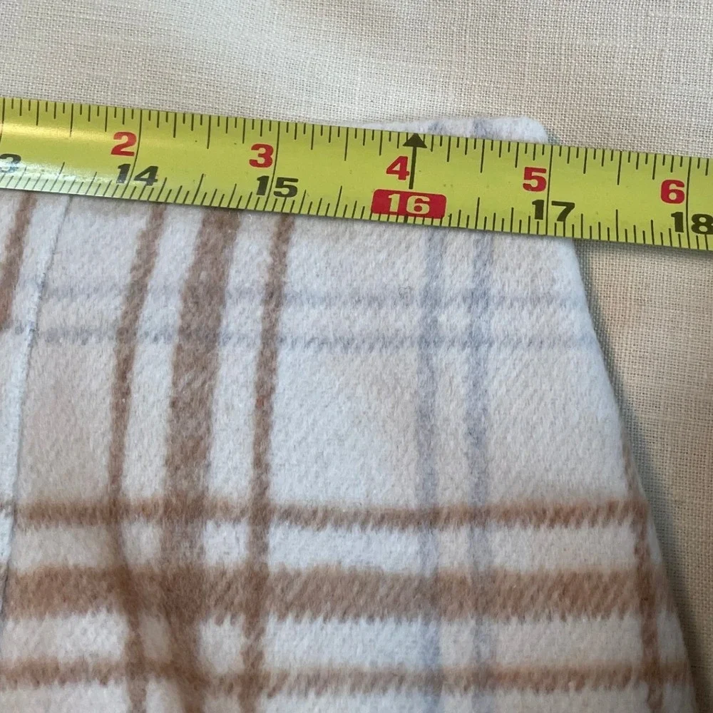 Plaid Mini Skirt Cream Tan Textured XXL Office Collegiate Vintage Look Classic - Picture 6 of 9